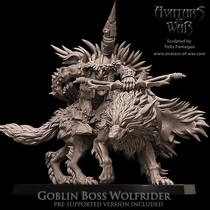 Goblin Hero on Wolf with bow  Avatars of War 32mm Fantasy figure