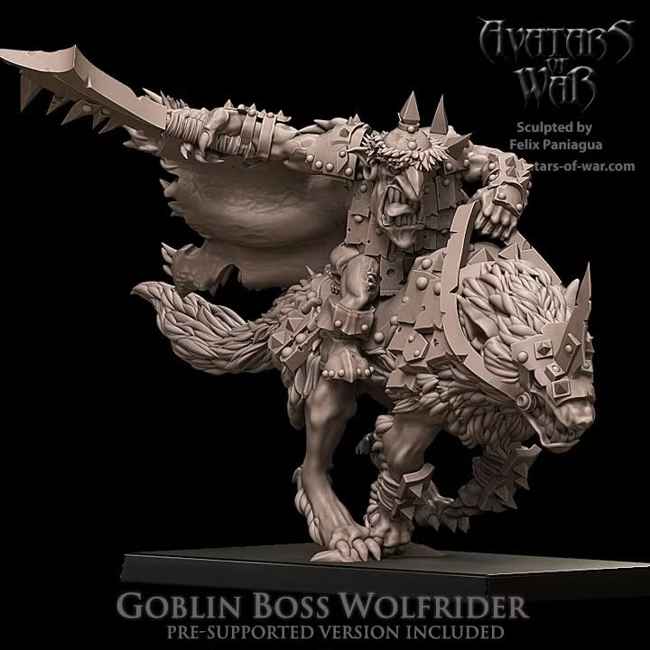 Goblin Hero on Wolf with Hand weapon Avatars of War 32mm Fantasy figure