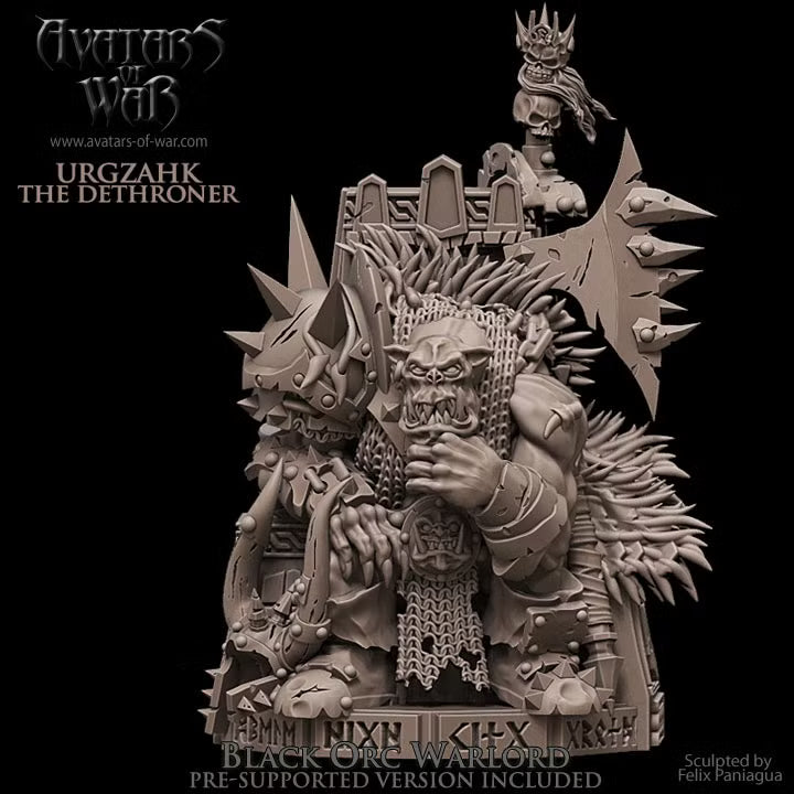 Black Orc Warlord on dwarven throne Avatars of War 32mm Fantasy figure