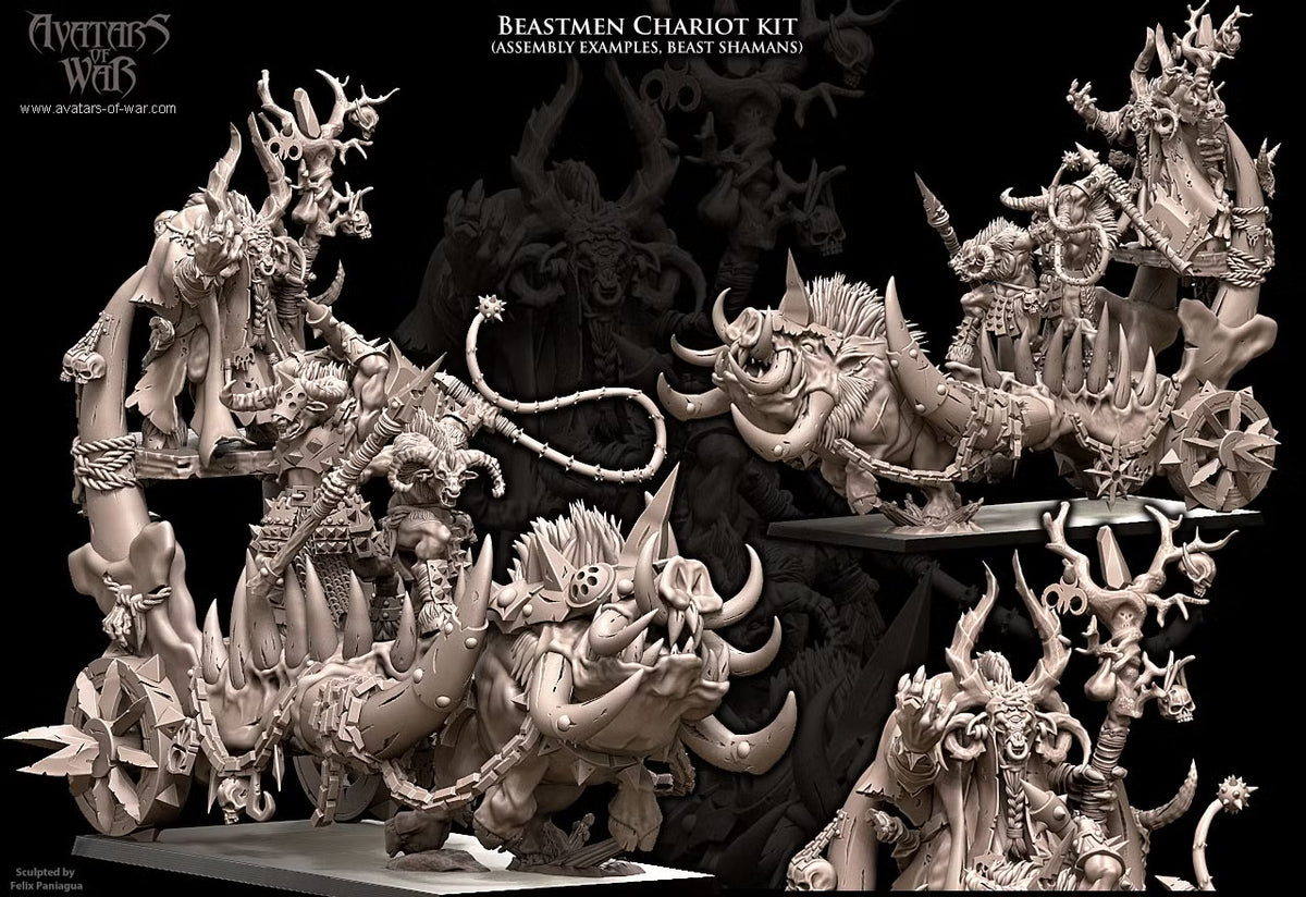 Beastmen Chariot Avatars of War 32mm Fantasy Miniatures