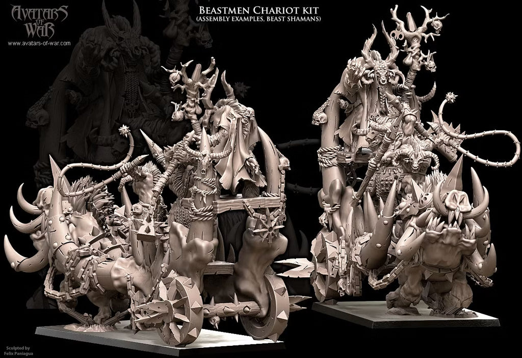 Beastmen Chariot Avatars of War 32mm Fantasy Miniatures