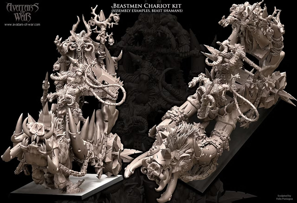 Beastmen Chariot Avatars of War 32mm Fantasy Miniatures