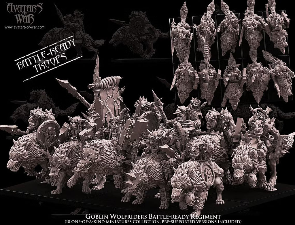 Goblin Wolf Riders Regiment Avatars of War 32mm Miniatures