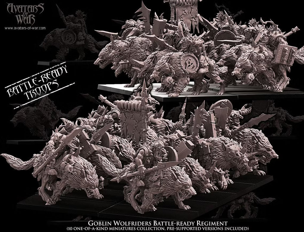 Goblin Wolf Riders Regiment Avatars of War 32mm Miniatures