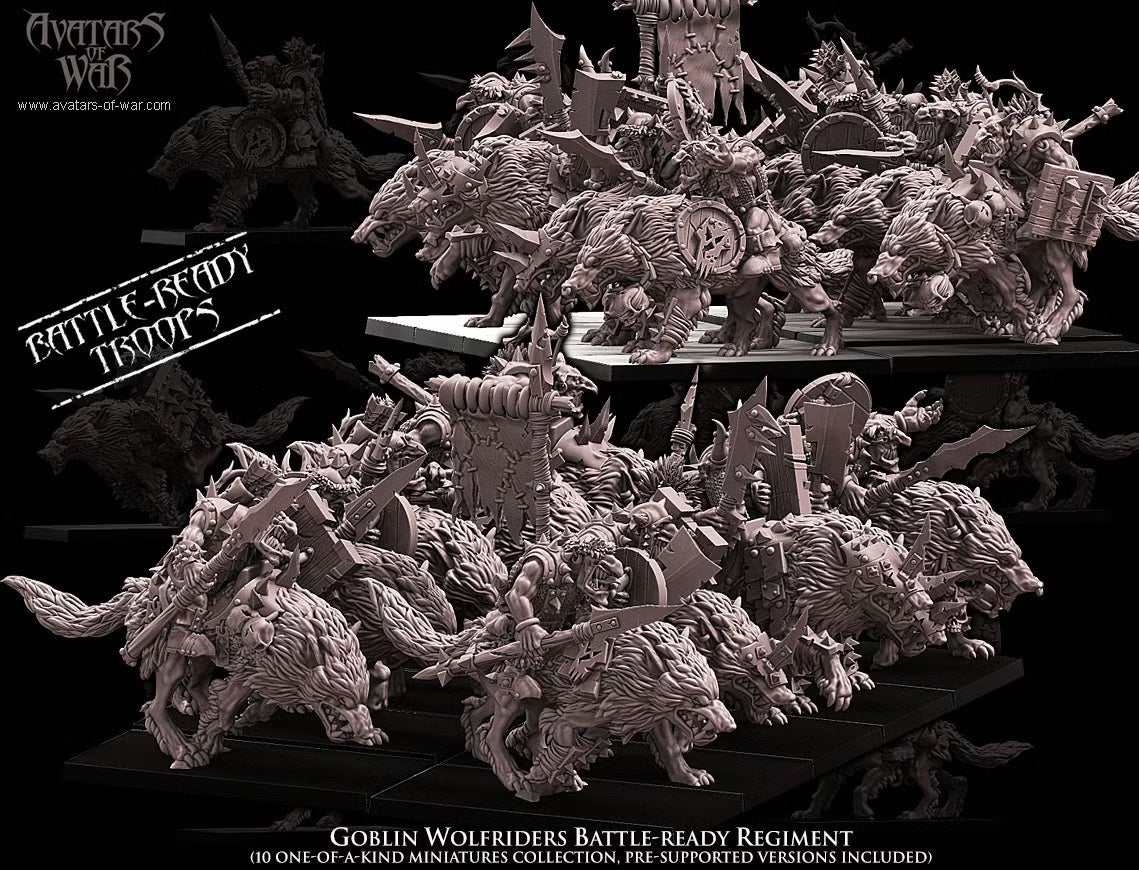 Goblin Wolf Riders Regiment Avatars of War 32mm Miniatures