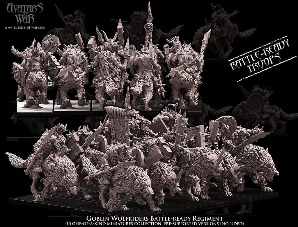 Goblin Wolf Riders Regiment Avatars of War 32mm Miniatures
