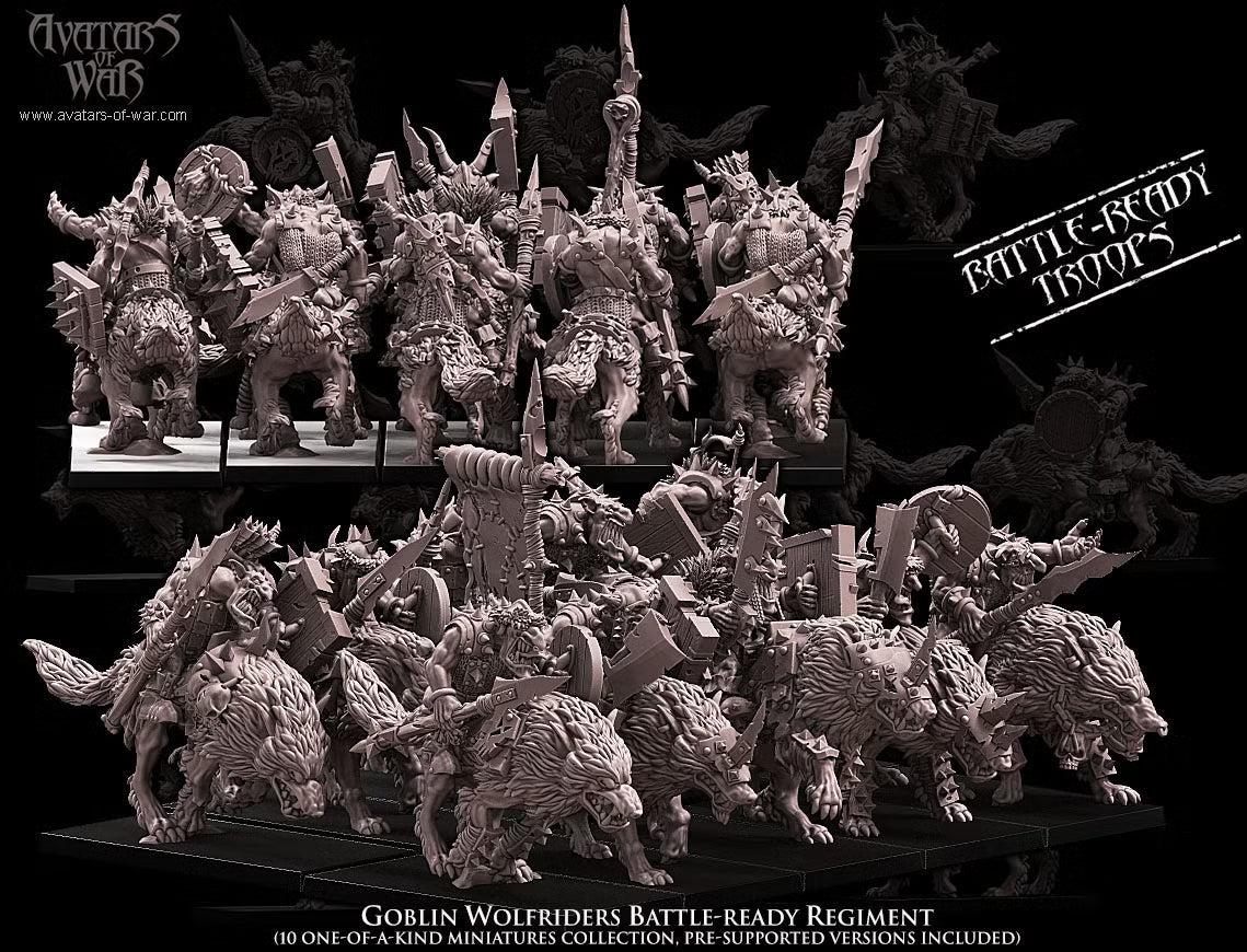 Goblin Wolf Riders Regiment Avatars of War 32mm Miniatures