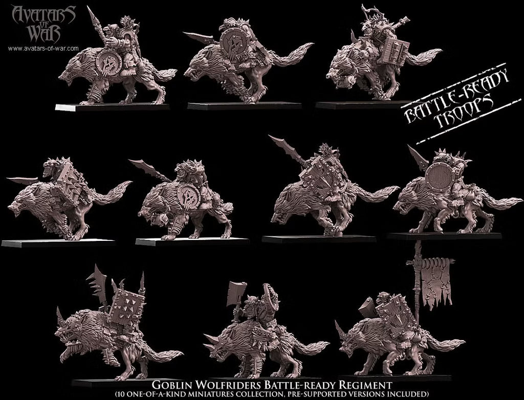 Goblin Wolf Riders Regiment Avatars of War 32mm Miniatures