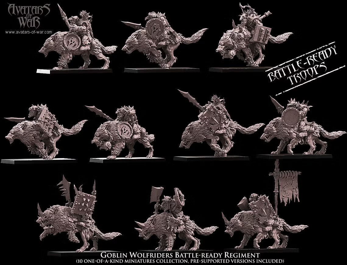 Goblin Wolf Riders Regiment Avatars of War 32mm Miniatures