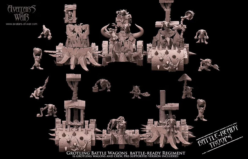 Grottlings Battle wagons Avatars of war 32mm miniatures