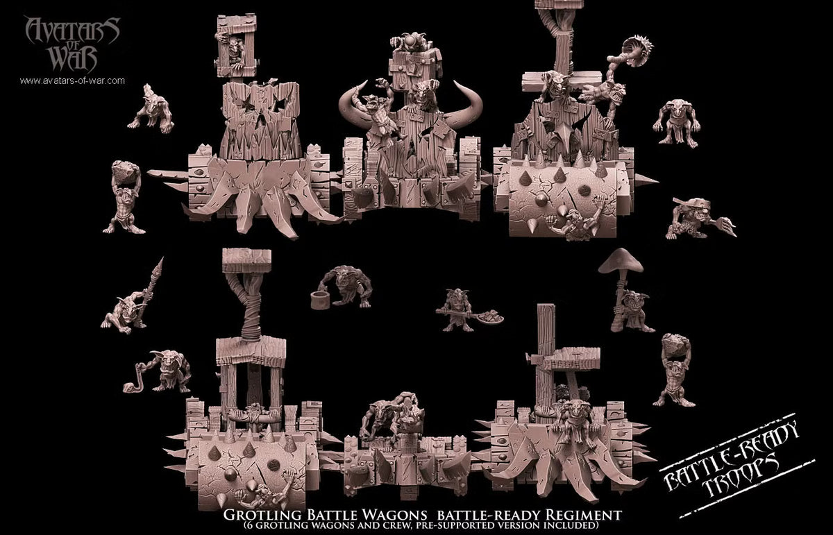 Grottlings Battle wagons Avatars of war 32mm miniatures