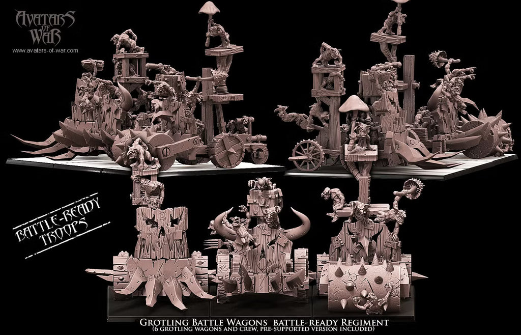 Grottlings Battle wagons Avatars of war 32mm miniatures
