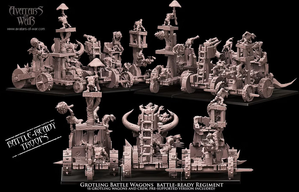 Grottlings Battle wagons Avatars of war 32mm miniatures