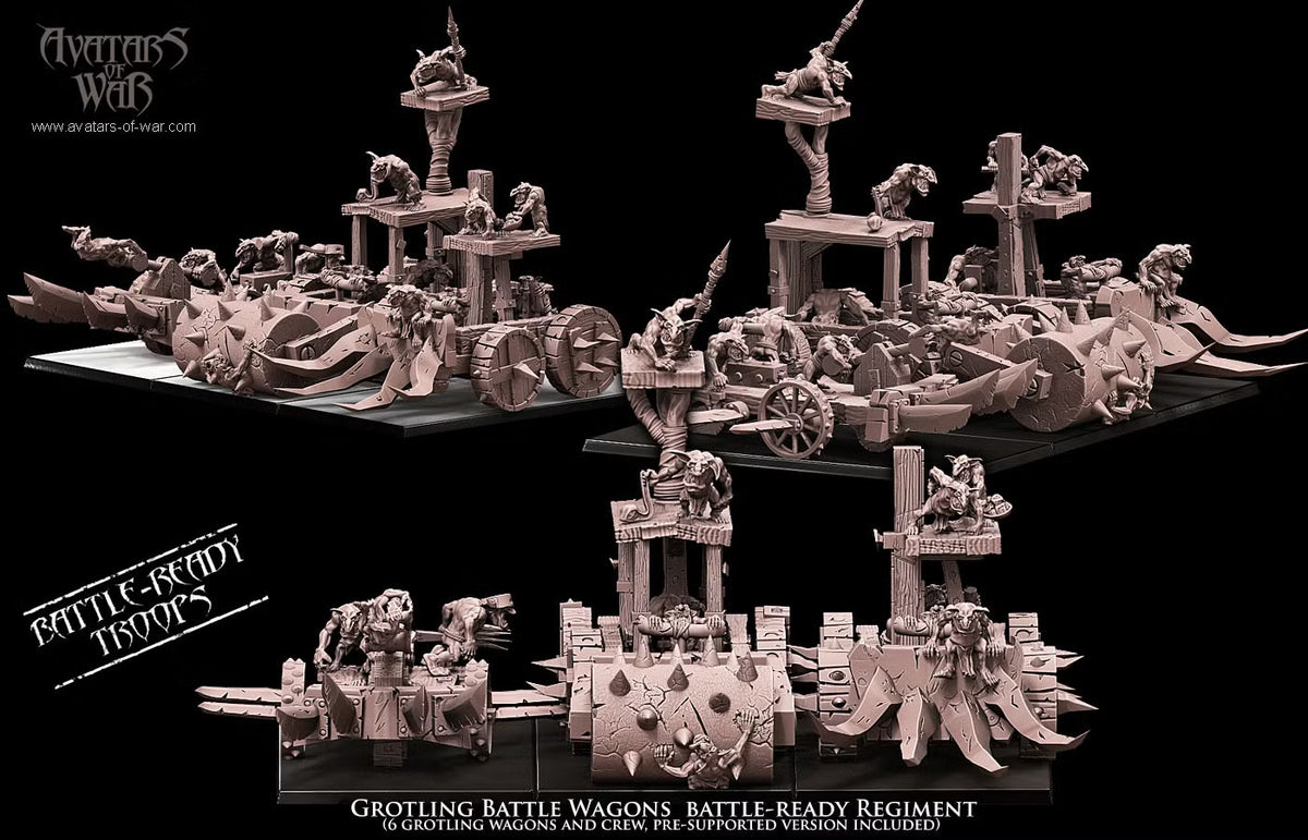 Grottlings Battle wagons Avatars of war 32mm miniatures
