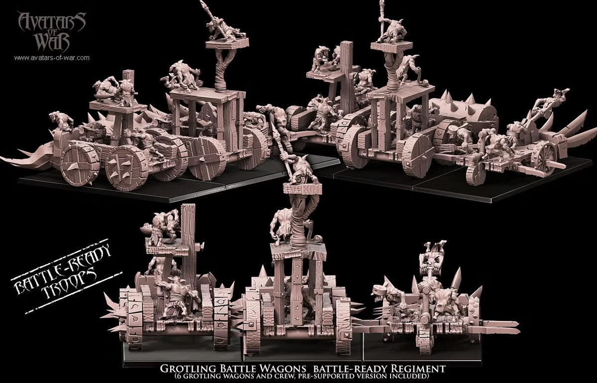 Grottlings Battle wagons Avatars of war 32mm miniatures