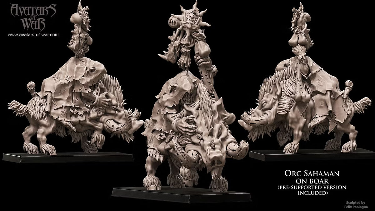 Orc Sharman on Boar Avatars of war 32mm Fantasy miniatures.