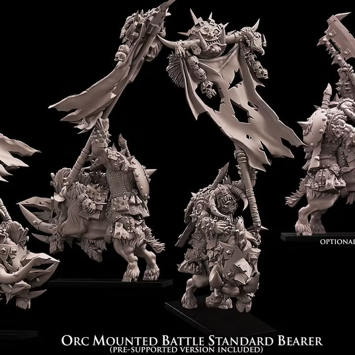 Orc Mounted Battle Standard Bearer Avatars or War 32mm Fantasy Miniature