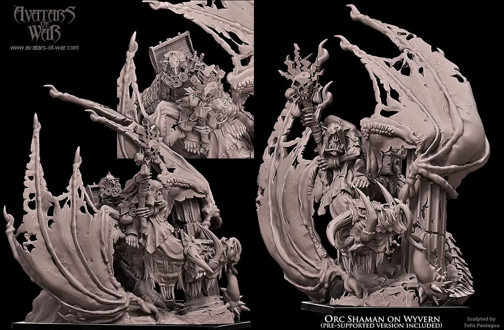Avatars of War Orc Sharman on Wyvern