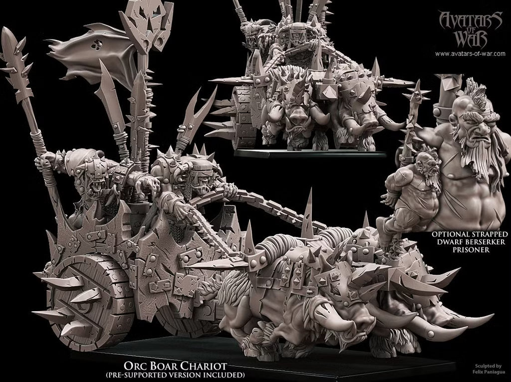 Orc Boar Chariot Avatars of War 32mm Fantasy Miniatures