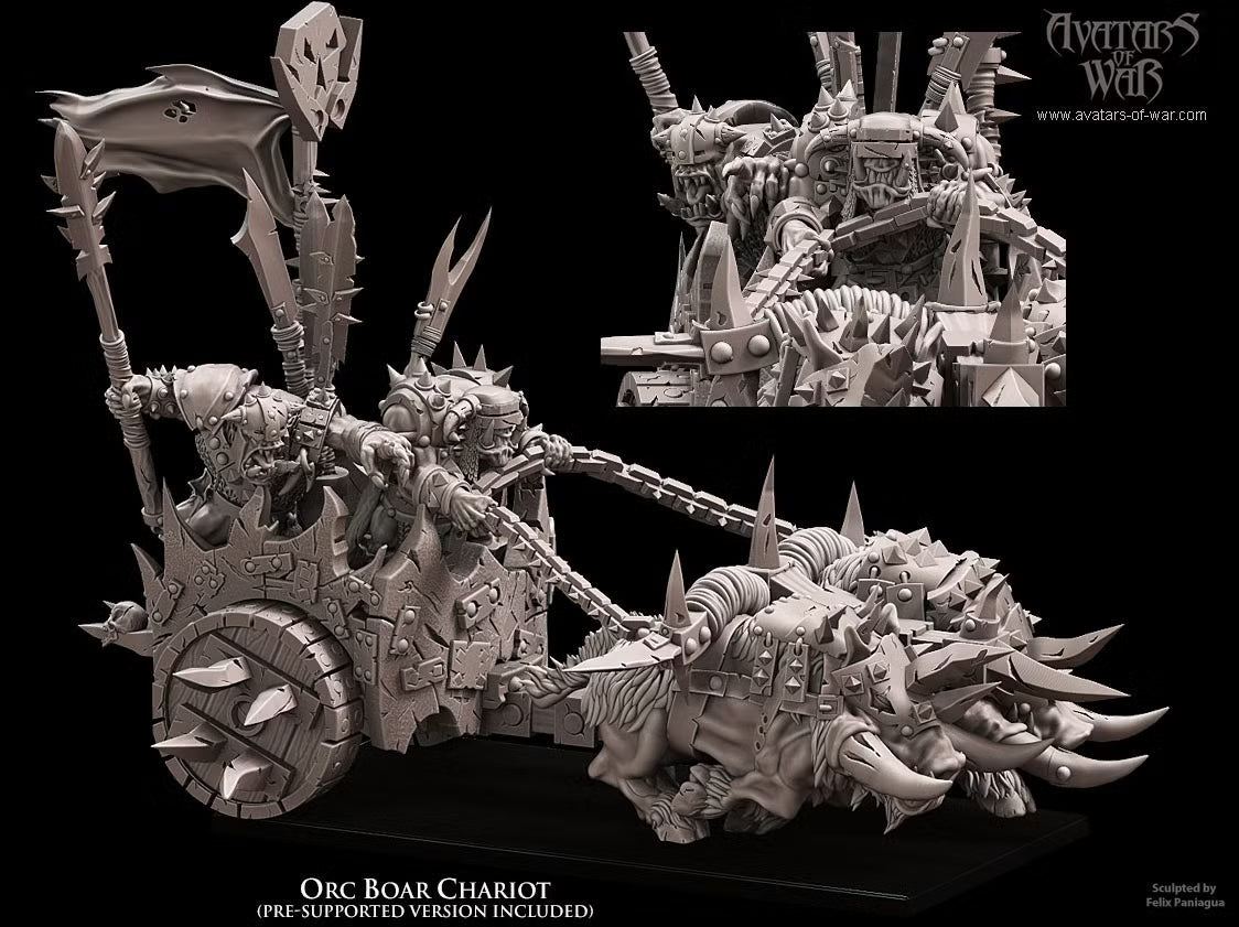 Orc Boar Chariot Avatars of War 32mm Fantasy Miniatures
