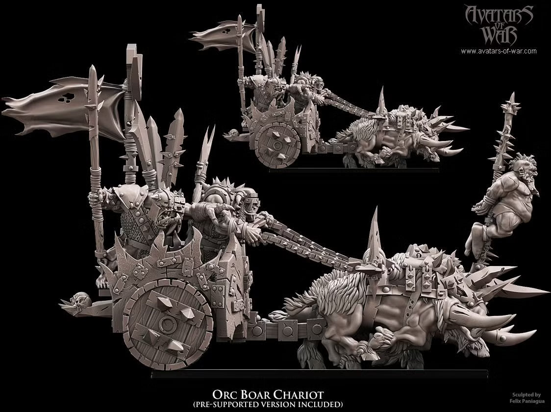 Orc Boar Chariot Avatars of War 32mm Fantasy Miniatures