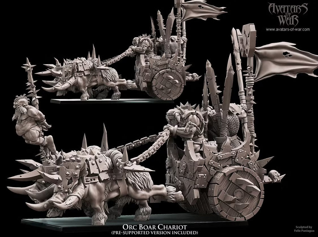 Orc Boar Chariot Avatars of War 32mm Fantasy Miniatures