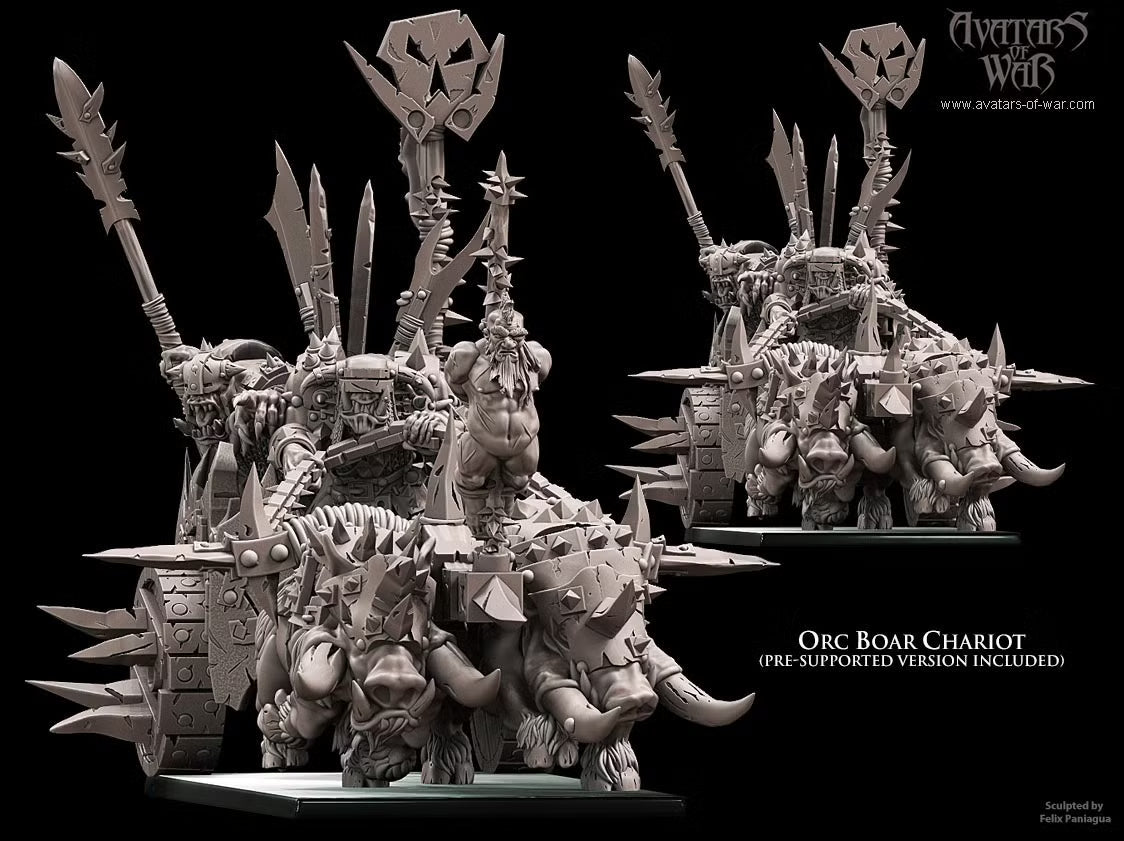 Orc Boar Chariot Avatars of War 32mm Fantasy Miniatures