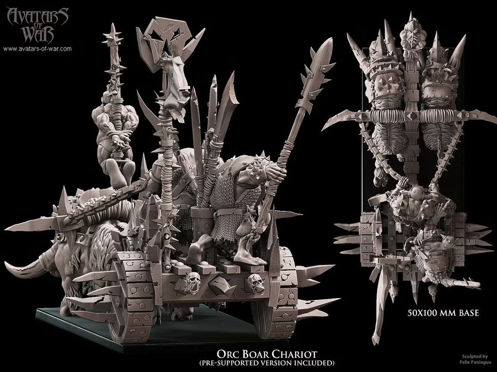Orc Boar Chariot Avatars of War 32mm Fantasy Miniatures