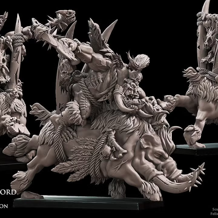Savage Orc Warlord on Warboar Avatars of War 32mm Miniatures