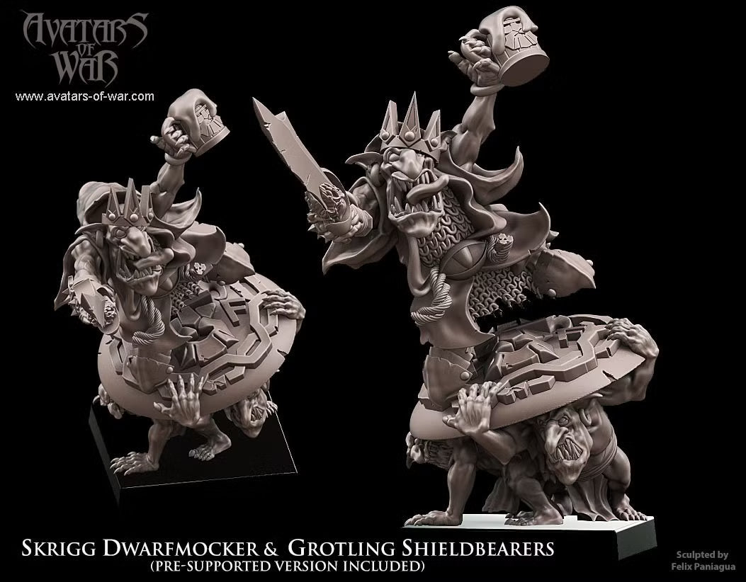 Goblin King Dwalfmocker & Shieldbearers Avatars of War 32mm Fantasy Miniatures