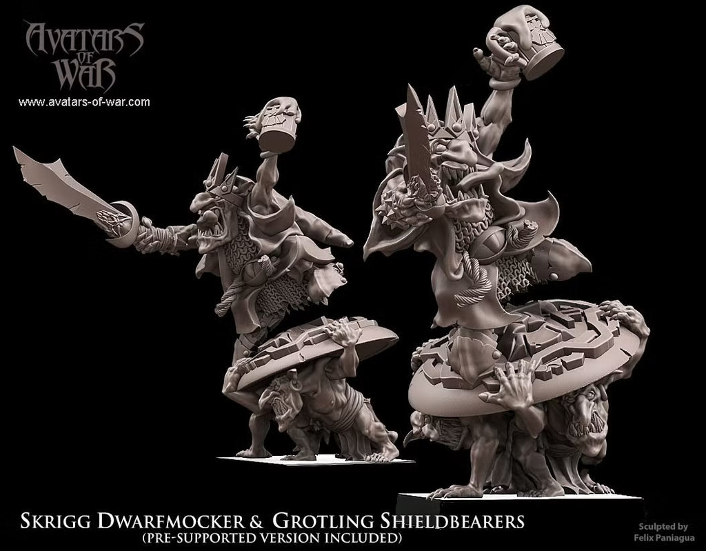 Goblin King Dwalfmocker & Shieldbearers Avatars of War 32mm Fantasy Miniatures