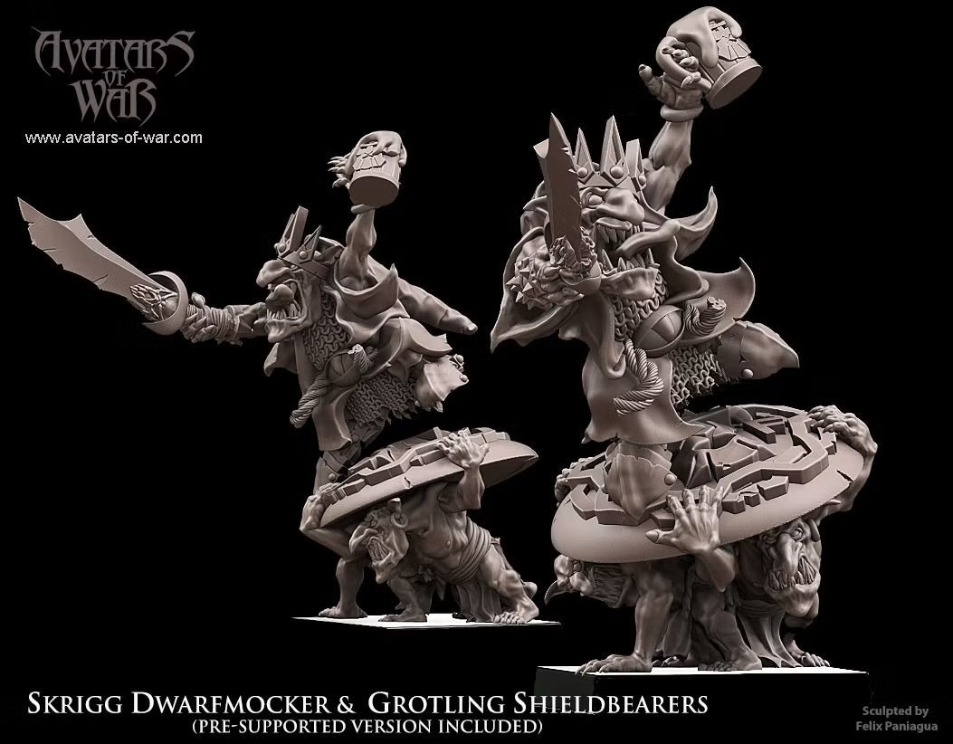 Goblin King Dwalfmocker & Shieldbearers Avatars of War 32mm Fantasy Miniatures