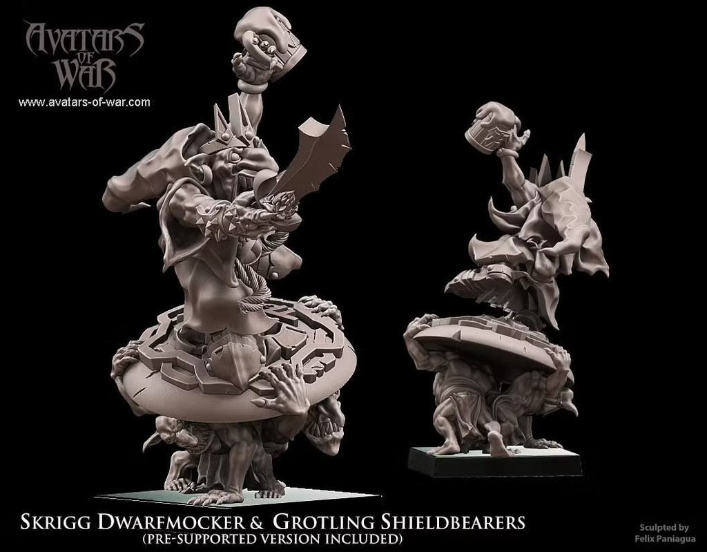 Goblin King Dwalfmocker & Shieldbearers Avatars of War 32mm Fantasy Miniatures