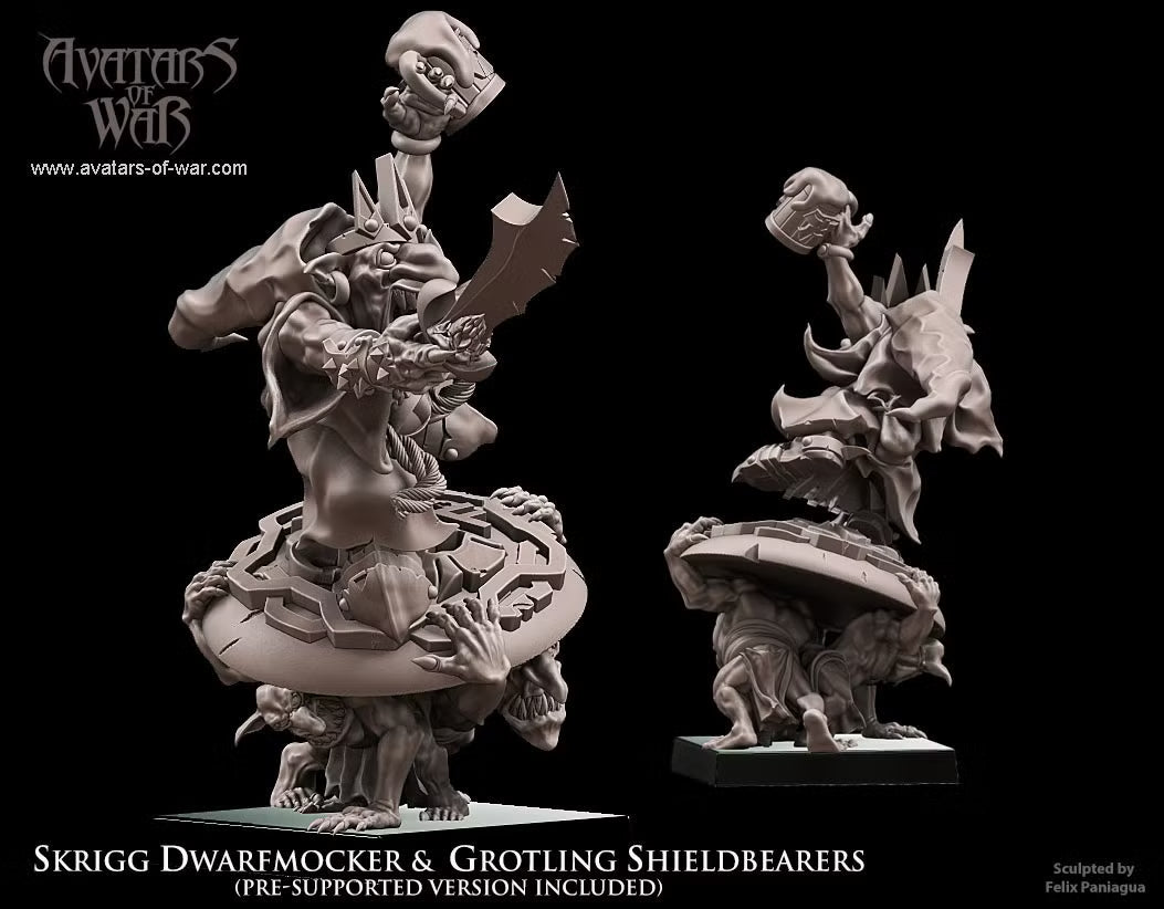 Goblin King Dwalfmocker & Shieldbearers Avatars of War 32mm Fantasy Miniatures