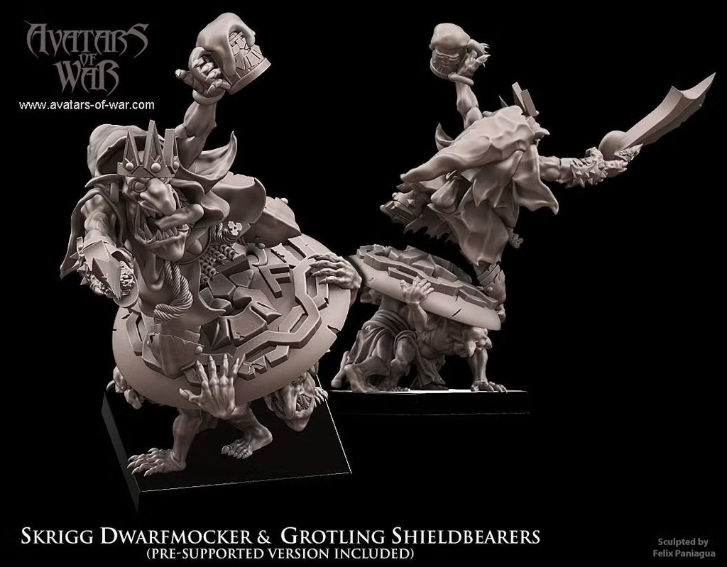 Goblin King Dwalfmocker & Shieldbearers Avatars of War 32mm Fantasy Miniatures
