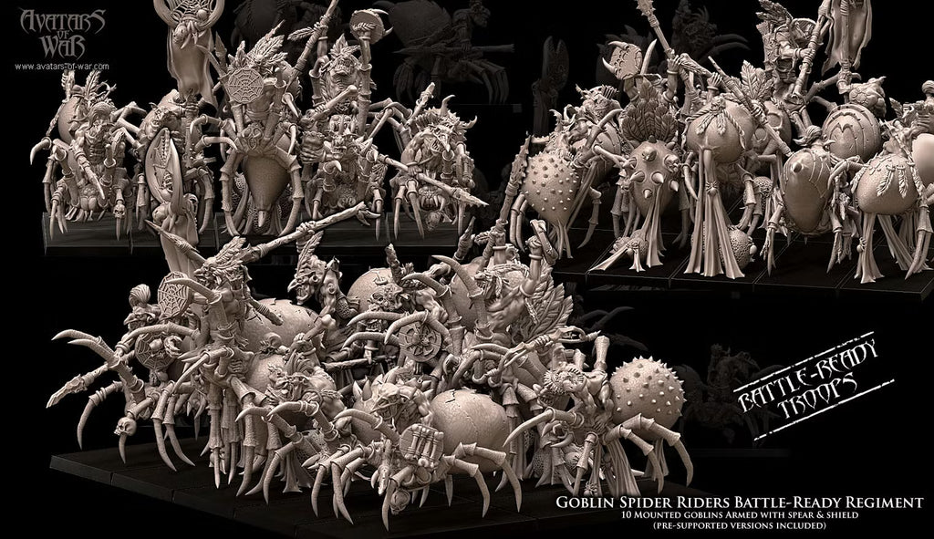 Goblin spider Riders Regiment Avatars of War 32mm miniatures