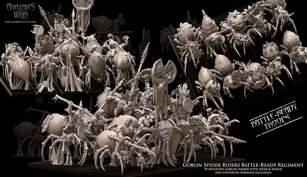 Goblin spider Riders Regiment Avatars of War 32mm miniatures