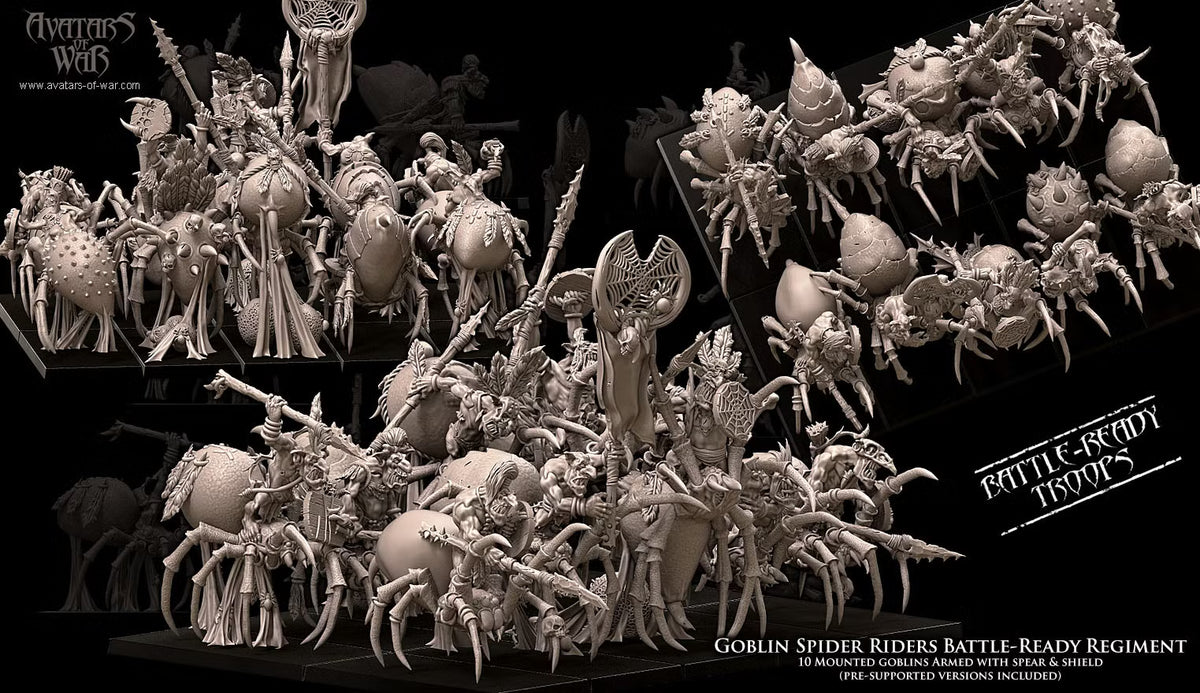 Goblin spider Riders Regiment Avatars of War 32mm miniatures