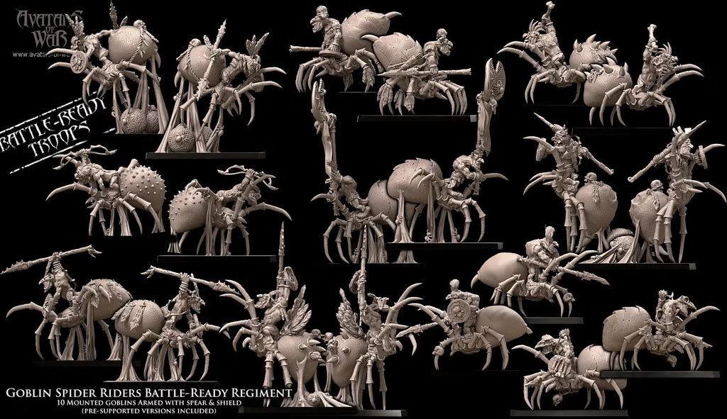 Goblin spider Riders Regiment Avatars of War 32mm miniatures