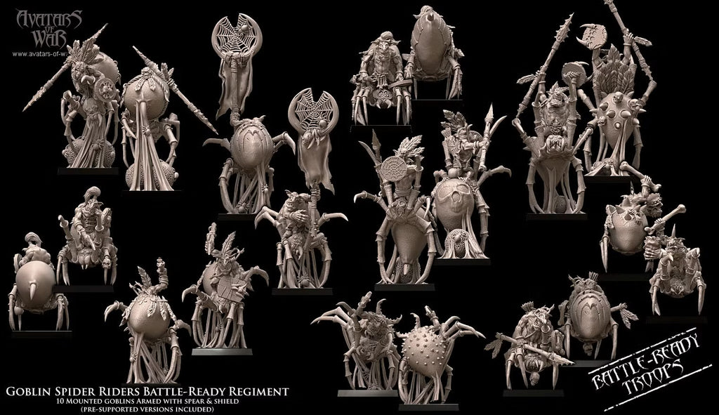 Goblin spider Riders Regiment Avatars of War 32mm miniatures